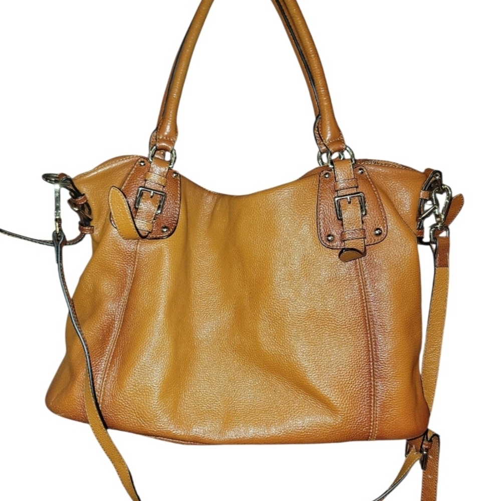 Chic Tan Leather Shoulder Bag Vicenzo